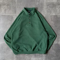 90s USA製 Lands'End 無地スウェット 緑 L A396 ヘンリーネック