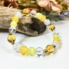シトリン×キャッツアイ×水晶×ジェイド パワーストーン ブレスレット8mm　レディース  ●