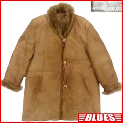 スペイン製 ムートンジャケット ムートンコート 茶 レザー 古着 X7376