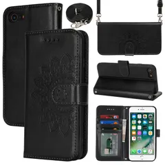 【数量限定】Pelanty for iPhone SE 2020 第2世代 ケース手帳型 SE 2022 第3世代 縄掛け iPhone 7/ 8 携帯カバー 肩掛け斜めがけ ショルダー PUレザー 財布型カバー ICカード収納 スタンド機能 ストラップ付き