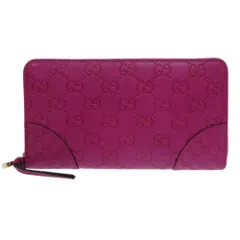 美品 グッチ グッチシマ 323397 ラウンドファスナー レザー パープル  長財布 0479 GUCCI