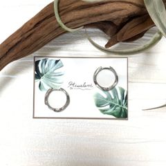【 両耳 】【 ハワイアンジュエリー 】 ツイスト フープ ワンタッチ ピアス ( シルバー ) 22mm サージカルステンレス SUS 316L / ニッケルフリー 金属アレルギー対応 / つけっぱなし 錆びない / 送料無料 / ギフト ラッピング