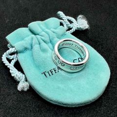 美品★ Tiffany & Co. ティファニー ナローワイドリング 10号 指輪 リング シルバー 925 1837 1997