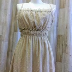 COMME CA ISM コムサイズム レースシフォンワンピース M ベージュ ドット柄 ポリエステル100%
