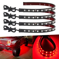 【クーポン有】ledテープライト 車用 32CM フットライト足下照明 バイク テールランプゴルフカートボートレッド 12V 車内用 LEDテープライト 車外 5050 18SMD 高輝度 防水 切断可 4本