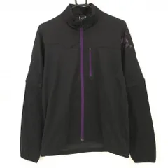 【美品】オークリー 2WAYジャケット 黒×パープル 格子織生地 袖着脱可 ロゴプリント ドローコード メンズ M ゴルフウェア Oakley