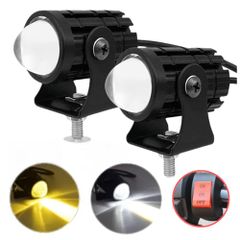 LEDバイクフォグランプ 2個セット 12V 24V対応 2色切替 ホワイト イエロー 高輝度 スイッチ付き