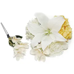 髪飾り 成人式 振袖 前撮り 袴 花 豪華2点セット 白 百合 ヘアアクセ かんざし ヘッドドレス 卒業式 結婚式 入園式 卒園式 謝 No.9-4797