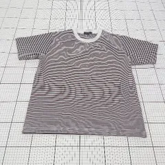 ◇ ⊂ TAKA-Q タカキュー ボーダー 半袖 Tシャツ カットソー サイズM ホワイト ブラック系 メンズ E  【1509300004545】のサムネイル