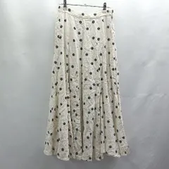 ◇ Θ JEANASIS ジーナシス リネン混 ドット柄 ロング フレアー スカート サイズS アイボリー系 レディース E  【1503310002829】