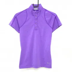 【超美品】ナイキゴルフ 半袖ハイネックシャツ パープル DRI-FIT 襟一部メッシュ レディース M ゴルフウェア NIKE