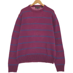 古着 80~90年代 エディーバウアー Eddie Bauer 黒タグ ボーダー柄 ウールニットセーター メンズXL相当 ヴィンテージ/eaa500974