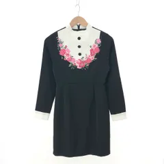 EmiriaWiz エミリアウィズ  長袖ワンピース サイズ:M  ブラック  レディース 花柄刺繍 ひざ丈 ボトルネック　240001116928