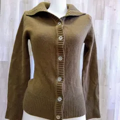 ZIENAカジュアルコーデに◎ プルオーバー ハイネックニット S〜M ダークブラウン 毛30% 光沢ボタン