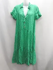 ◇ ⊂ ZARA ザラ 半袖 ロング ワンピース サイズM グリーン系 レディース E  【1410290042649】