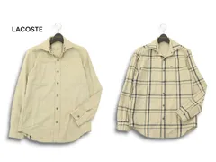 LACOSTE ラコステ 通年 コットン&リネン★ ワニ ロゴ刺繍 長袖 リバーシブル チェック シャツ Sz.39 メンズ
