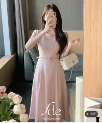 定価 6 4 ) FROMDAYONE(フロムデイワン) ゲストルック ボートネック ロング丈ワンピース ピンク S サイズ 新品