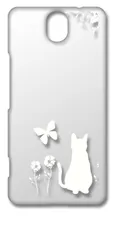 【新品未使用】かんたんスマホ 705KC クリア ハードケース (白ねこ) 白ねこ 音符 ピアノ アニマル cl-705kc-02