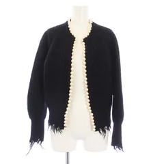 マディソンブルー MADISONBLUE 21AW パールカーディガン ニット 長袖 トッパー ウール 00 XS 黒 ブラック MB214-8027 /KH