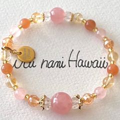 『 PinkMoon  桃月』ハワイアンパワーストーンブレスレット