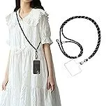 [seninhi] スマホストラップ ストラップ 携帯ストラップ ネックストラップ ナイロン製 首掛けストラップ 肩掛けストラップ  長さ調整可能 ガスケット付き 斜めストラップ 着脱簡単 携帯便利  (ブラックホワイトグレー)