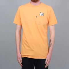 リップンディップRIPNDIP Tシャツ Lord Nermal Pocket tee ポケット付き半袖　Rip N Dip スケーター ストリート over dyed orange オレンジ Mサイズ