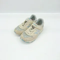 ◇ Θ New Balance キッズ ローカット スニーカー シューズ サイズ19 ベージュ ライトブルー 女の子 男の子 E  【1503060023334】