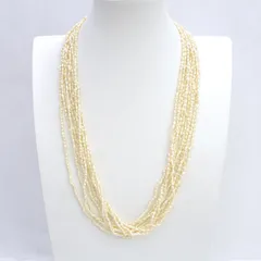 ◆ケシパール 10連 ロングネックレス 金具シルバー 淡水パール 【ネックレス/ペンダント/トップ/アクセサリー】 ブランド【中古】 