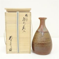 人間国宝 伊勢崎淳 備前花入 共箱 タニコ 高さ21㎝ 東上8-0612①