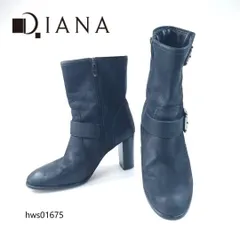 DIANA ショートブーツ サイドジップ ベルト ブラック チャンキーヒール レディース 日本製 ダイアナ hws01675
