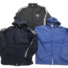 【B品】古着卸 まとめ売り アディダス オールド ジャケット 3枚セット (メンズ M ) 70's~80's ナイロン トレフォイル 中古 古着 NC4304