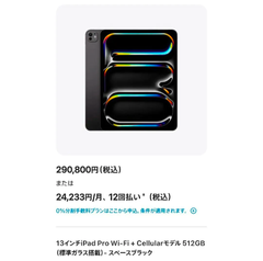 【開封済未使用品】iPad Pro 13インチ M4 Wi-Fi ＋ Cellular 512GB