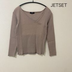 AB0538 JETSET アシンメトリー Vネック 長袖トップス コットン95％ 春 秋 冬 レディース カットソー ニット