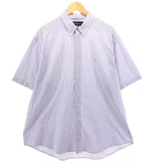 古着 ラルフローレン Ralph Lauren CLASSIC FIT シアサッカー 半袖 ボタンダウン ストライプシャツ メンズXXL相当/eaa551834