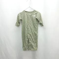 ◇ ⊇ THE NORTH FACE キッズ ブランドロゴプリント 長袖 カバーオール サイズ70 カーキ ホワイト 男の子 女の子 E  【1501230049368】