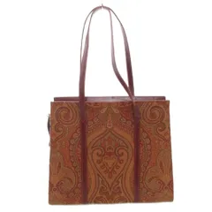 美品✨エトロ レザー　トートバッグ ダークブラウン系 エトロ/トートバッグ/ベージュ×ダークブラウン×マルチ/PVC(塩化