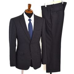 5XF074】BEAMS 2つボタン シングルスーツ M A6 ダークグレー ストライプ ノータック 極 定番 人気 ビームス IG029S14B 夏物 春夏 薄手 【中古】【メンズビジネス】202505