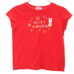 mikihouse ミキハウス 日本製 フレンチスリーブ Tシャツ 130 レッド キッズ 古着