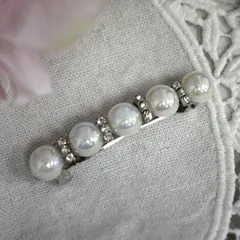 バレッタ◇ハンドメイド パール ホワイト キラキラ ヘアアクセ 髪飾り  oh-01861