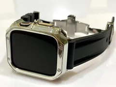 シルバーブラック＠カスタム セット アップルウォッチバンド ラバーベルト Apple Watch カバー ケース メンズ レディース 38mm 40mm 41mm 42mm 44mm 45mm46mm49mm ウルトラ　ultra