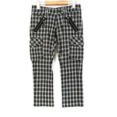 バーバリーロンドンブルーレーベル カーゴパンツ ボトムス チェック柄 レディース 38サイズ 黒×白 BURBERRY LONDON BLUE LABEL 【中古】