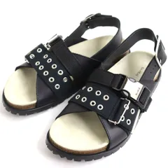 Sacai サカイ サンダル サイズ:40 A.P.C.アーペーセー コラボ ハトメ ベルト ストラップ レザー コンビ Jules leather sandals PXBPM F51037 SA.P.C.AI 21SS ブラック 黒 40 シューズ 靴 ブランド カジュアル  【メンズ】