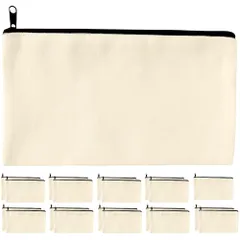 【描いて塗れるポーチ】Chicer ポーチ 無地 (20個セット) マルチケース 小物入れ キャンバス生地 化粧ポーチ 旅行用ポーチ 旅行 可愛い メンズ レディース 小さめ ノベルティ 粗品 ジッパー式ファイル袋 (ベージュ) [ベージュ]