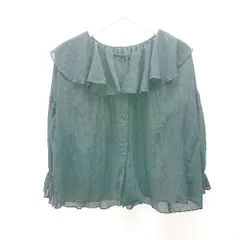 ◇ classical elf ガーリー シアー フロントボタン フリル 羽織もの 長袖 ブラウス サイズL ブラック レディース E  【1309040072886】