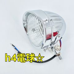 ワイケーショップ メッキ☆4.5インチ ベーツライト Ｈ4 ヘッドライト チョッパー ボバー バイク　ykshopb