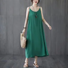 ワンピース ロングワンピース キャミソールワンピース 袖なし かわいい 大人可愛い きれいめ シンプル カジュアル 上品 おしゃれ かっこいい 大人女子 こなれ感 個性的 レトロ ラフ ルーズ 主役級 存在感 キュート ナチュラル ベーシック クール セクシー