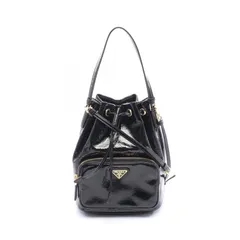 プラダ PRADA ハンドバッグ デュエット バケットバッグ 1BH038_2DNT_F0002_V ブラック パテントレザー デュエット バケットバッグ レディース Used A
