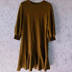 美品<!-利用不可文字-!>URBAN RESEARCH ROSSO アーバンリサーチロッソ　ニットワンピース　【F】　ブラウン　マーメイドワンピース　裾パプラム　膝丈　厚手　リブ　ストレッチ　大人上品　ゆったり