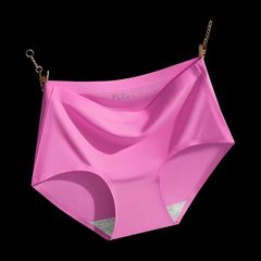 シームレス ショーツ ホットピンク 綿3L下着レディース女性用 無地柔らか食い込まないお尻ひびかないラインが出ない締め付けない かわいいシルク風生地ナイロン極薄セクシーパンティー綿100%コットンサテン光沢ツルツルMLXLXXL大きいサイズ★4