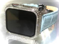 シルバーミント　BOX付きアップルウォッチバンド 高級レザー 本革ベルト Apple Watch クロコダイル キラキラ　カバー　ケース メンズ レディースseries１０　42㎜　46㎜　49㎜も入荷